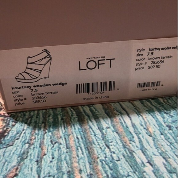 Loft Women's Size 7.5 Brown Terrain Kourtney Wooden 3.5" Wedge Gladiator Sandals - Picture 10 of 12